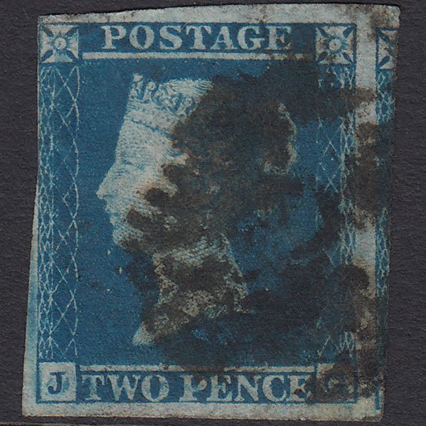 GB QV 1841 2d Blue (Plate 4) SG14-E1(2) JG GU nr 4 Margins