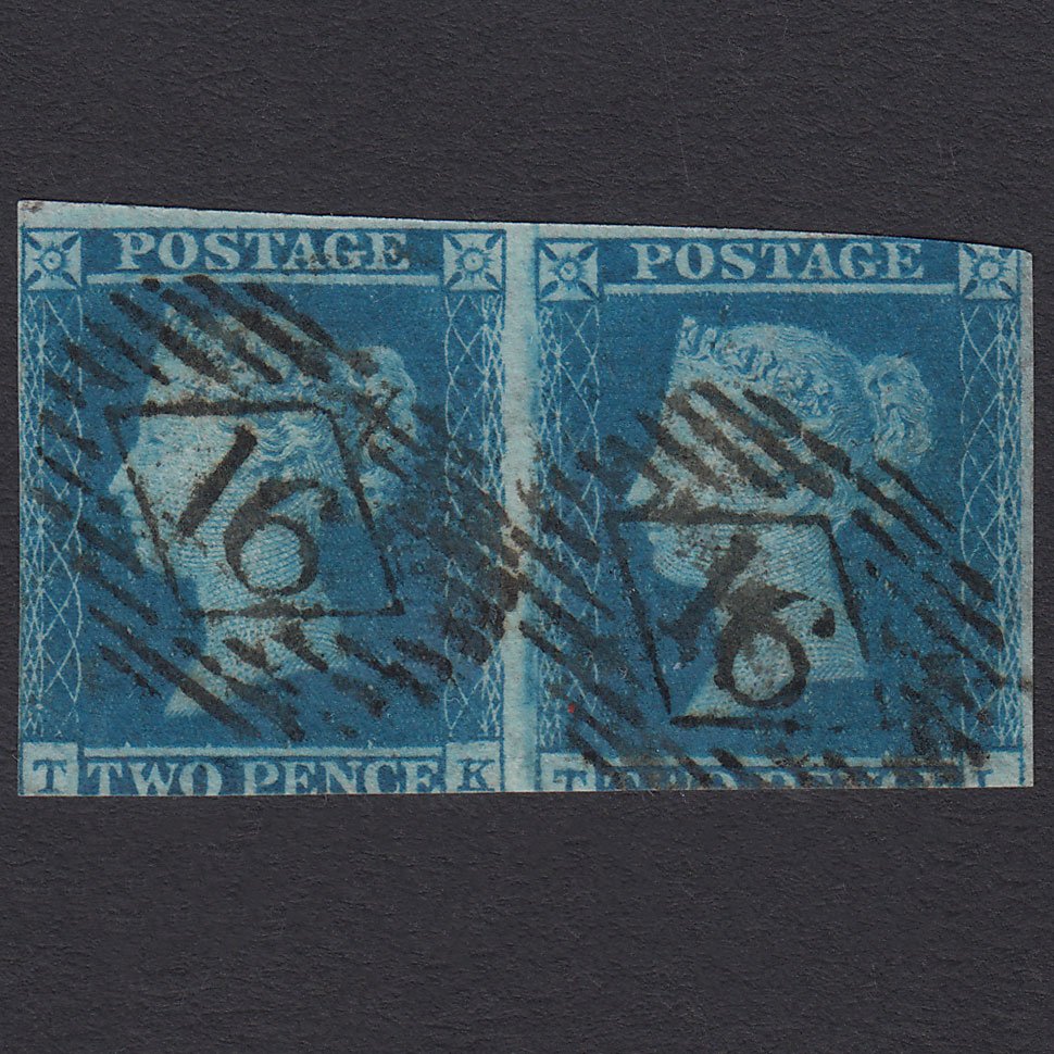 GB QV 1841 2d Blue (Plate 4) SG14-E1(2) TK-TL GU London IS 16