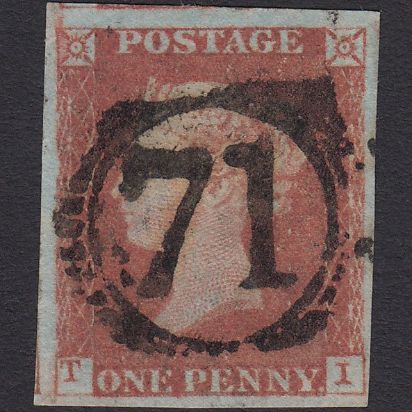 GB QV 1841 1d (Plate 72) SG8-B1(1) TI FU Missing Imprimatur 4M London D&S 71