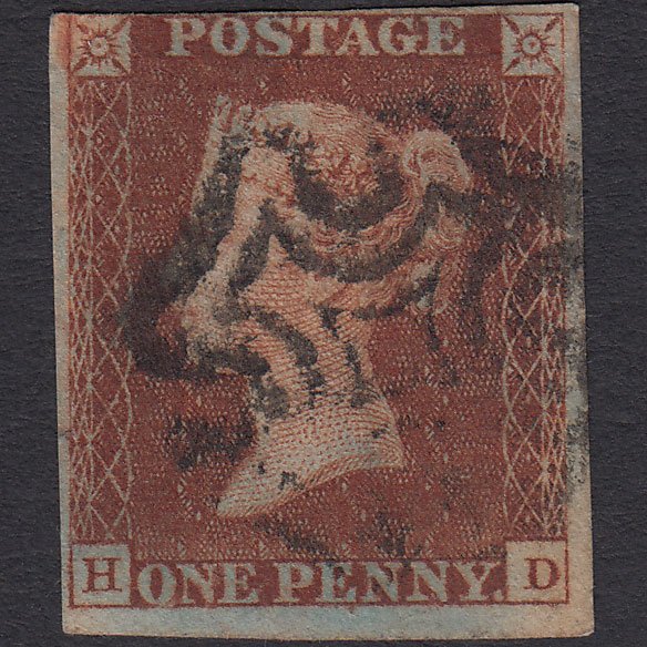 GB QV 1841 1d Red-brown Penny Black (Plate 9) SG7-A2 HD FU nr 4 Margins MX