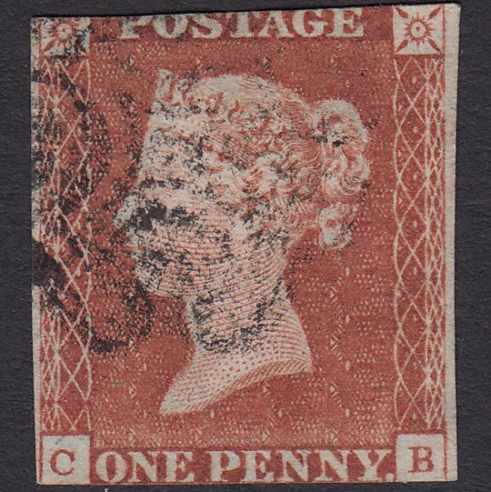 GB QV 1841 1d Red-brown (Plate 12) SG8-B1(1) CB GU Maltese Cross