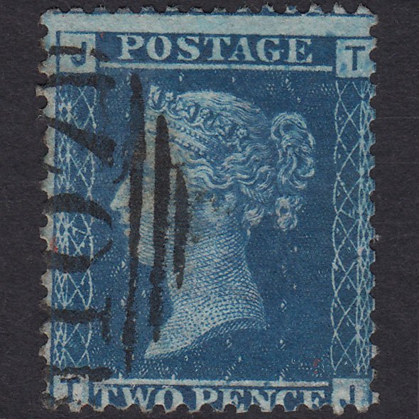 GB QV 1858 2d Blue (Plate 7) SG45-G2 TJ FU Bradford 107 Misperf