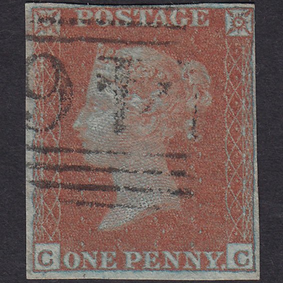 GB QV 1841 1d (Plate 136) SG8a-B1(2) Framed Reverse CC VFU 4M Builth 146