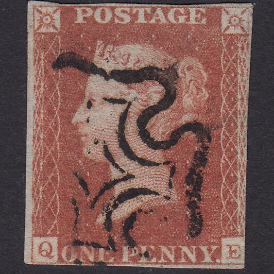 GB QV 1841 1d Red-Brown Penny Black Plate 11 SG7-A2 QE FU 3 Margins MX