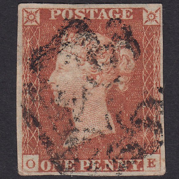 GB QV 1841 1d Red-Brown Plate 27 SG8-B1(1) Blue Head OE FU 4 Margins MX
