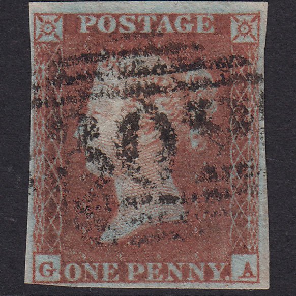 GB QV 1841 1d Very Blued Plate 125 SG8A-B1(2) GA FU 4M Folkingham 302