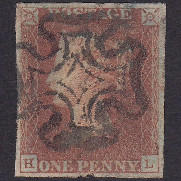 GB QV 1841 1d Red-Brown Penny Black Plate 5 SG7-A2 HL GU 4M Maltese Cross