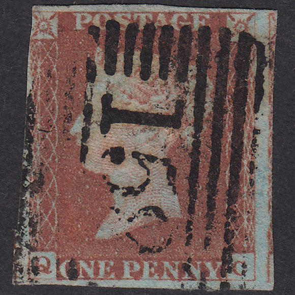 GB QV 1841 1d Red-Brown Plate 74 SG8-B1(1) QC GU 3 Margins Glasgow 159