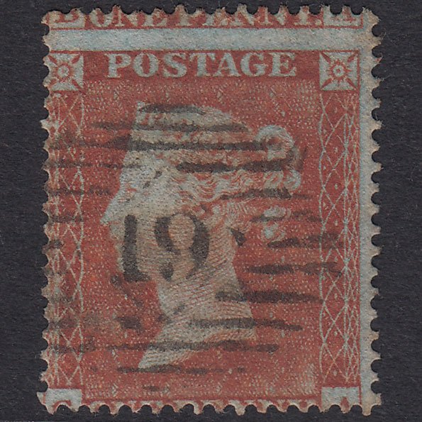 GB QV 1854 1d Red-Brown Plate 182 SG17-C1(1) CA GU London IS 19