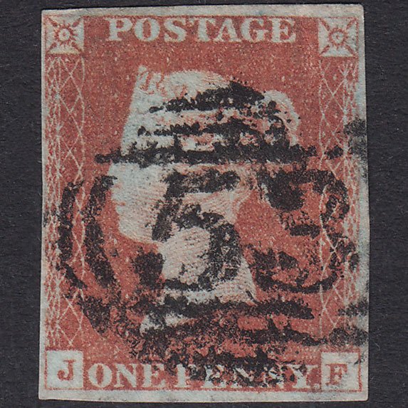 GB QV 1841 1d Red-Brown Plate 72 SG8-B1(1) JF GU 4 Margins Bath 53