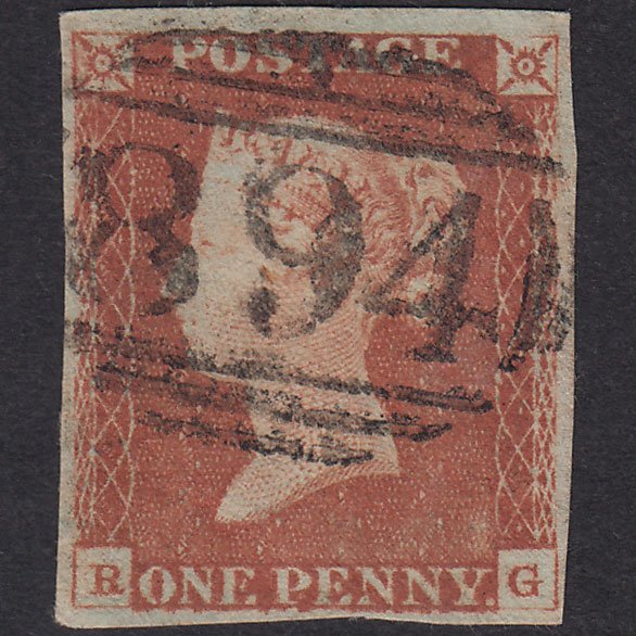 GB QV 1841 1d Red-Brown Plate 63 SG8-B1(1) RG FU 4 Margins Winslow 894