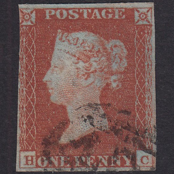 GB QV 1841 1d Red-Brown Plate 56 SG8-B1(1) HC FU 3 Margins Light Cancel