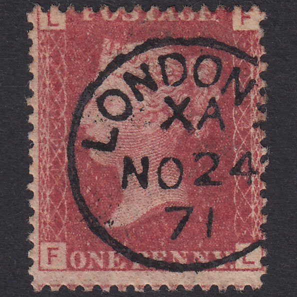 GB QV 1864 1d Lake-Red Plate 148 SG44-G1(2) FL VFU London CDS