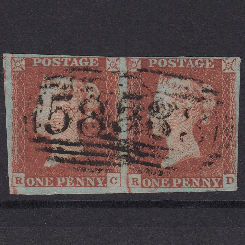 GB QV 1841 1d Plate 66 SG8-B1(1) RC-RD FU Pair 4M Nottingham 583