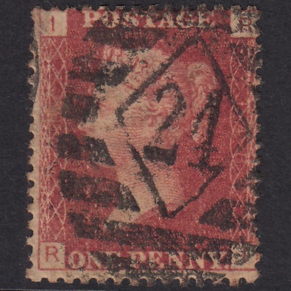 GB QV 1864 1d Lake-Red Plate 148 SG44-G1(2) RI GU London IS 24
