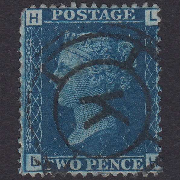 GB QV 1869 2d Blue Plate 15 SG46-G3 LH GU Henry King Precancel