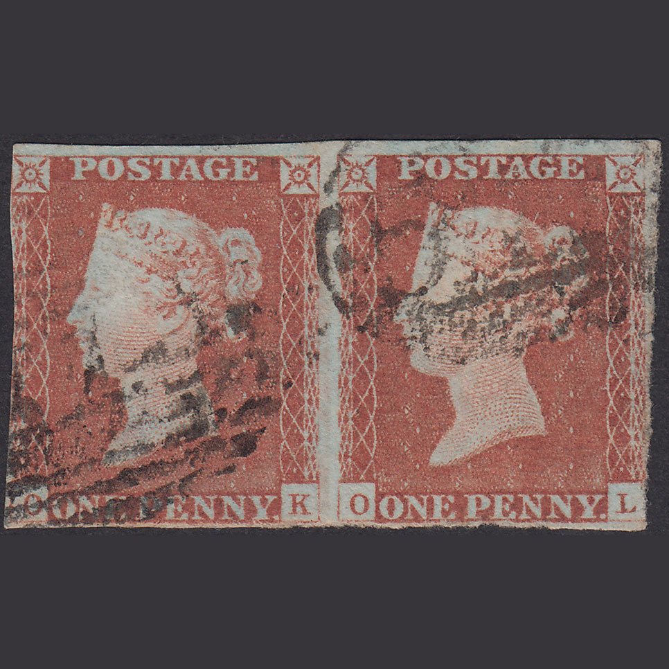 GB QV 1841 1d Red-Brown Plate 68 SG8-B1(1)-BS57 OK-OL GU Pair