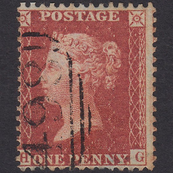 GB QV 1856 1d Red-Brown Plate 34 SG29-C8(1) HG GU Manchester 498