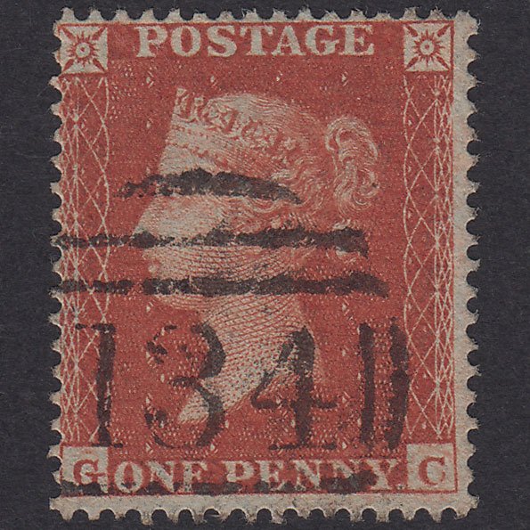 GB QV 1854 1d Red-Brown Plate 191 SG17-C1(1) GC FU Bristol 134