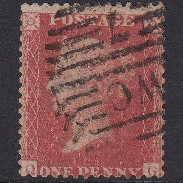GB QV 1857 1d Rose-Red Plate 56 SG40-C10(1) QG GU London D&S WC7