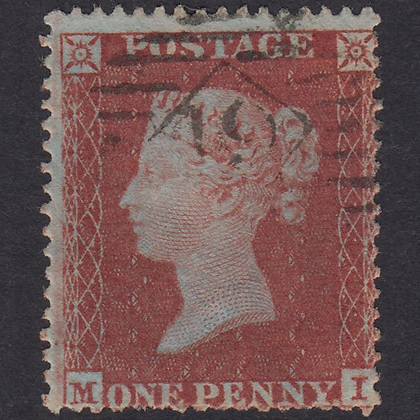 GB QV 1854 1d Red-Brown Plate R1 SG17-C1(1) MI GU Light Cancel