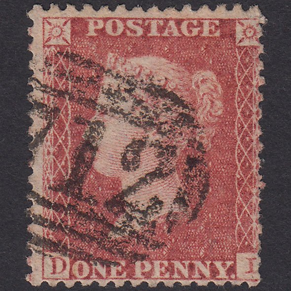 GB QV 1857 1d Rose-Red Plate 38 SG40-C10(1) DL GU Sidmouth 712