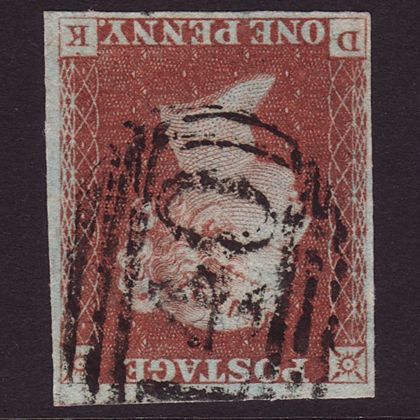 GB QV 1841 1d (Plate 44) SG8-B1(1) DK FU Redditch 140 4M Imperf Wmk Inv