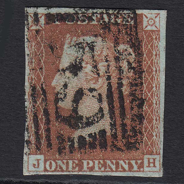 GB QV 1841 1d Red-brown (Plate 60) (SG8) 'JH' FU Glasgow (159) 4 Margins