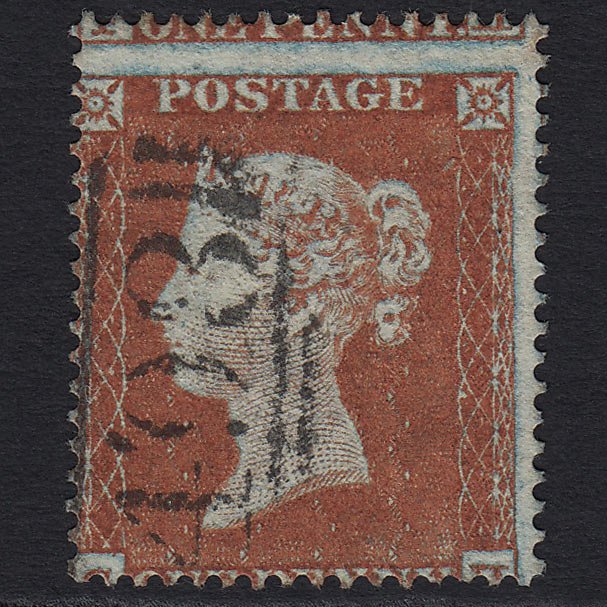 GB QV 1854 1d Red-brown (Plate 157) (SG17) 'FH' VFU Manchester 498 Misperf C1