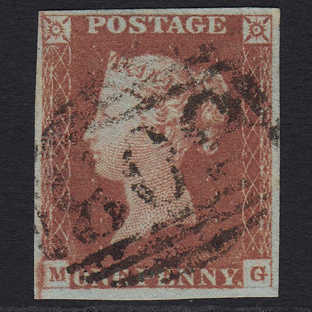 GB QV 1841 1d Red-brown (Plate 81) (SG8) 'MG' FU 4 Margins