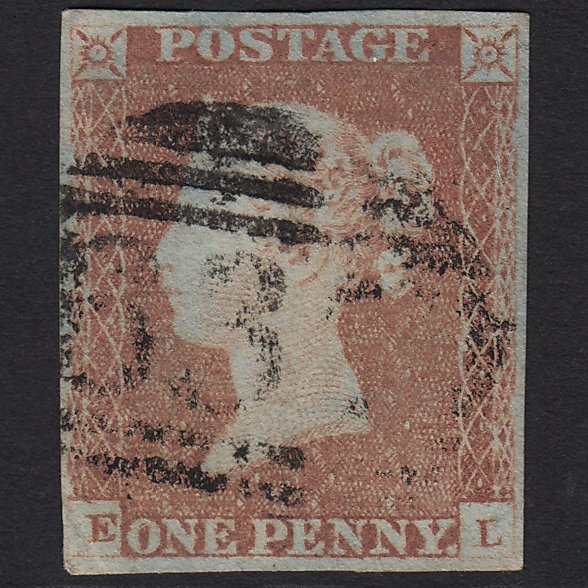 GB QV 1841 1d Red-brown (Plate 84) SG8-B1(1) EL GU Reigate 637 4 Margins