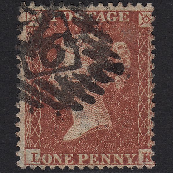 GB QV 1855 1d Red-brown (Plate 11) C6(1) LK GU London IS 16