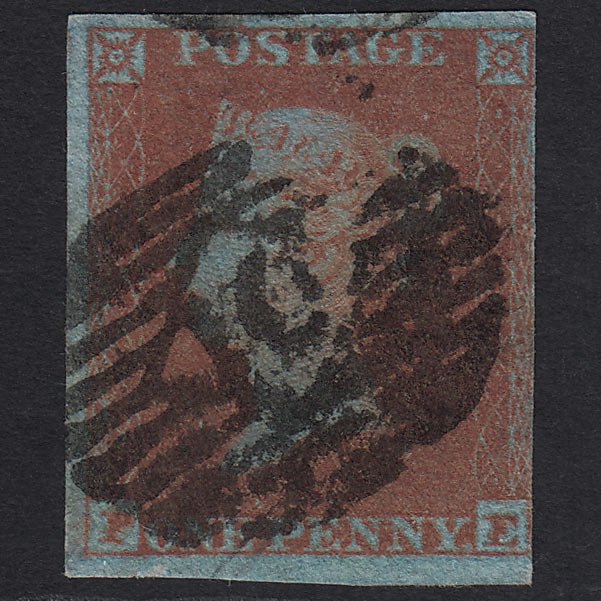 GB QV 1841 1d Very Blued (Plate 144) SG8a-B1(2) PE GU London IS 10 4 Margins