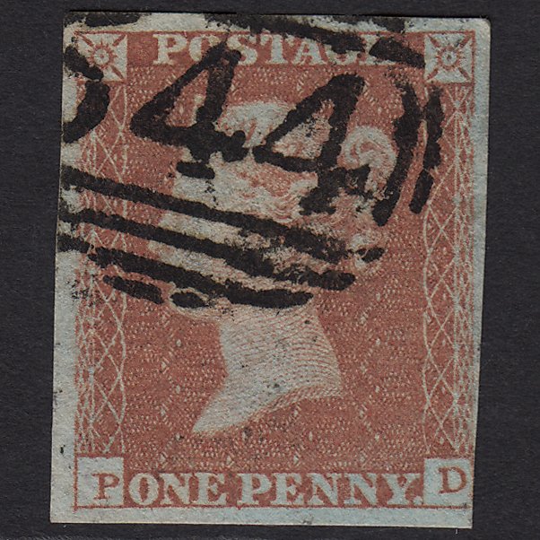 GB QV 1841 1d Red-brown (Plate 95) SG8-B1(1) PD FU nr 4M Imperf