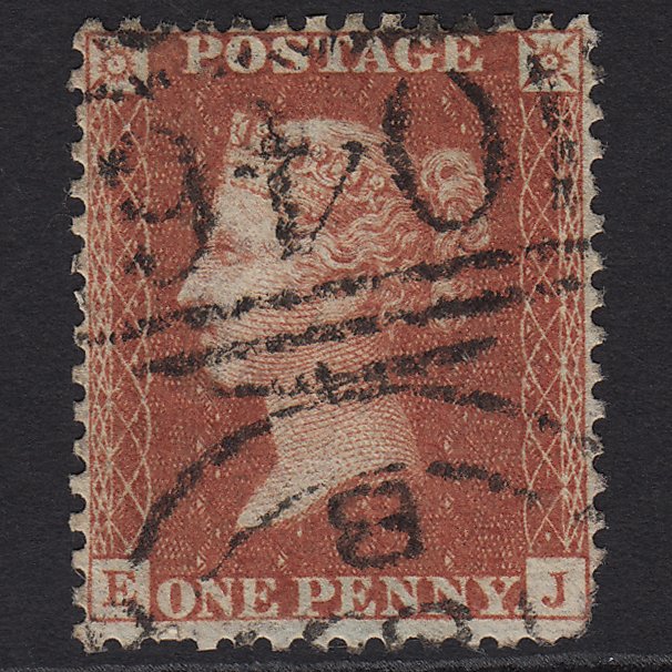 GB QV 1857 1d Red-brown (Plate 43) SGC8(1) EJ GU Aldershot Camp 046