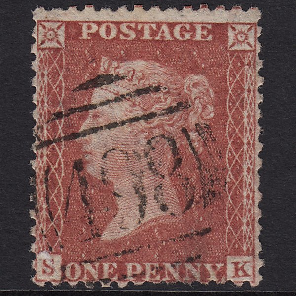 GB QV 1857 1d Rose-red (Plate 57) SG40-C10(1) SK GU Manchester 498
