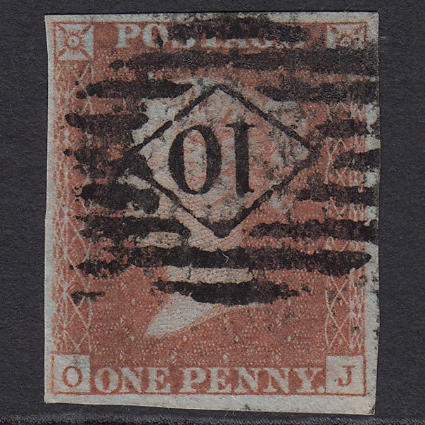 GB QV 1841 1d Red-brown (Plate 101) SG8-B1(1) OJ GU 4 Margins London IS 10