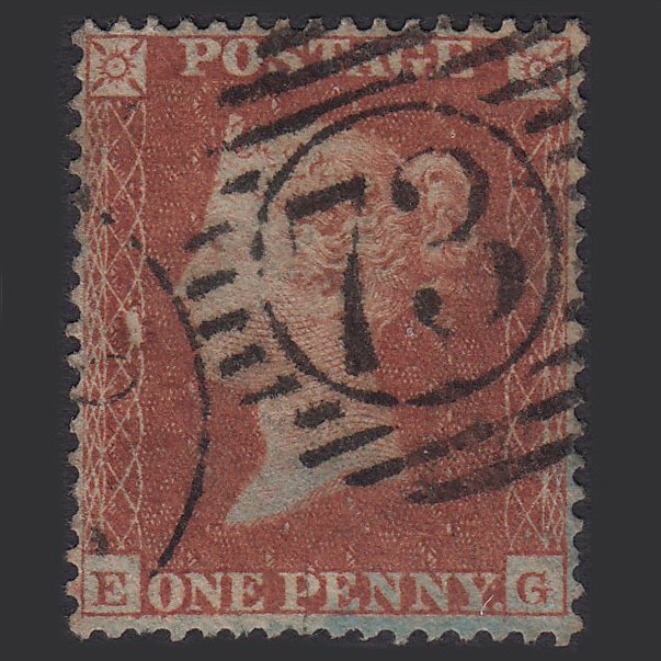 GB QV 1854 1d Red-brown PL R5 SG17-C1(1) EG GU London D&S 73 Well Centred