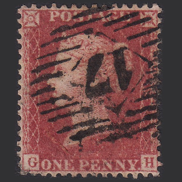 GB QV 1857 1d Deep Rose-red (Plate 46) SG41-C10(4) GH GU London IS 17