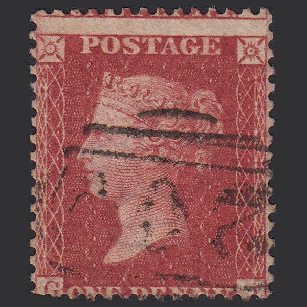 GB QV 1857 1d Rose-red (Plate 52) SG40-C10(1) GJ GU Large Misperf