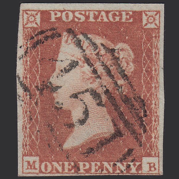 GB QV 1841 1d Red-brown (Plate 98) SG8-B1(1) MB FU 4M Imperf Lewes 451