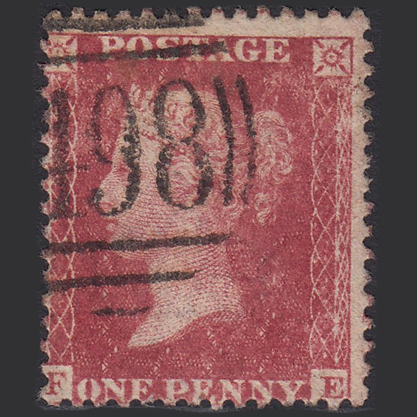 GB QV 1857 1d Rose-red (Plate 56) SG40-C10(1) FE GU Manchester 498 Misperf