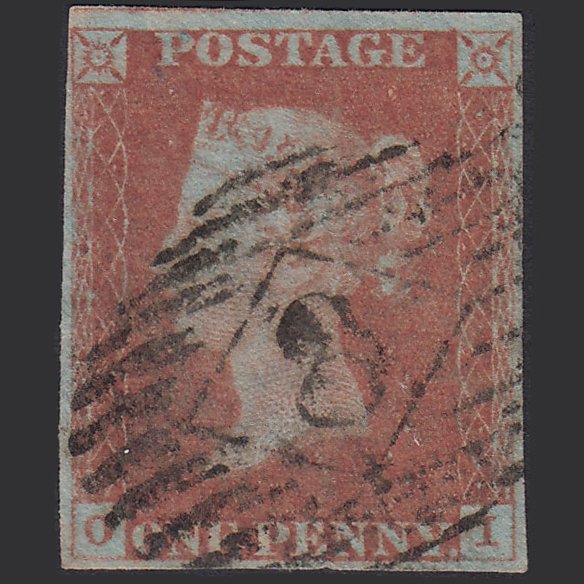 GB QV 1841 1d Red-brown (Plate 73) SG8-B1(1) OI GU 4 Margins London IS 8