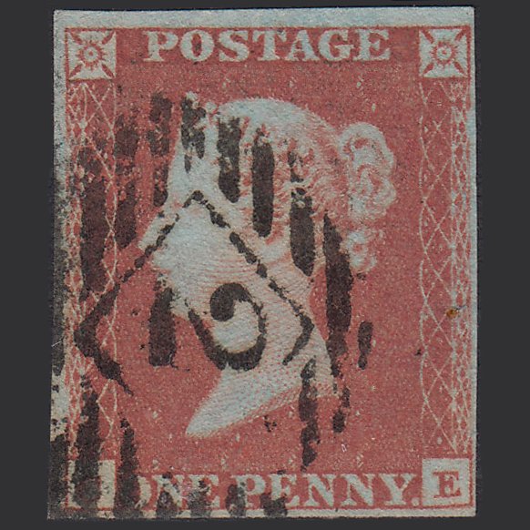 GB QV 1841 1d Red-brown (Plate 95) SG8-B1(1) CE FU 4 Margins London IS 2