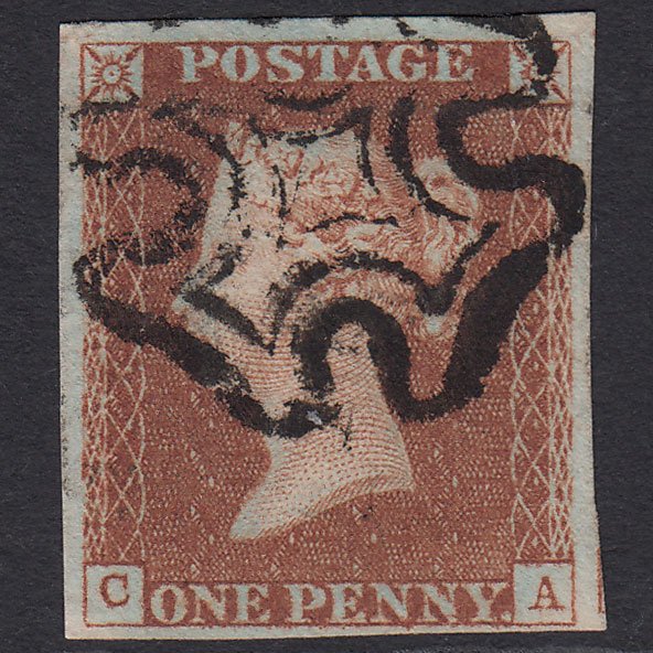 GB QV 1841 1d Red-brown (Plate 19) SG8-B1(1) CA FU 4 Margins Maltese Cross