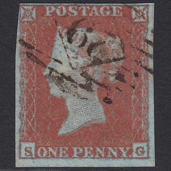 GB QV 1841 1d Very Blued (Plate 133) SG8a-B1(2) Framed Reverse SG FU 4M