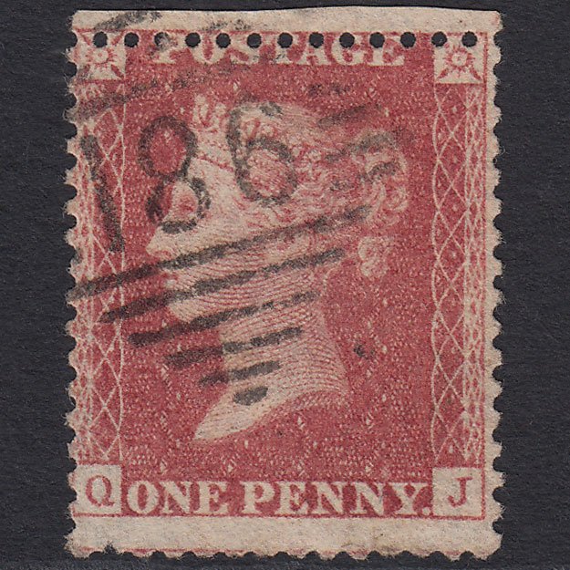 GB QV 1857 1d Rose-red (Plate 59) SG40-C10(1) QJ GU Dublin 186 Misperf