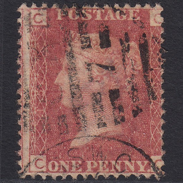 GB QV 1864 1d Rose-red (Plate 157) SG43-G1(1) CC FU London IS Cx7 Misperf