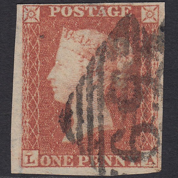 GB QV 1841 1d Red-brown (Plate 94) SG8-B1(1) LA GU 4 Margins Bandon 59