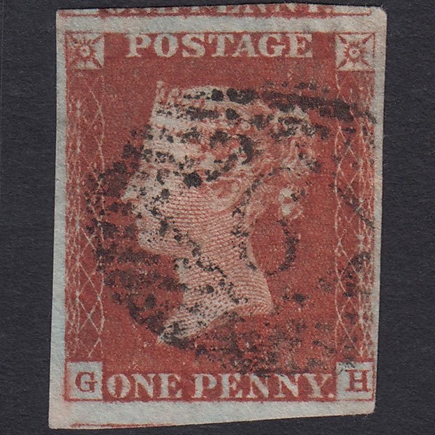GB QV 1841 1d Red-brown (Plate 53) SG8-B1(1) GH GU 4 Margins London IS Cancel